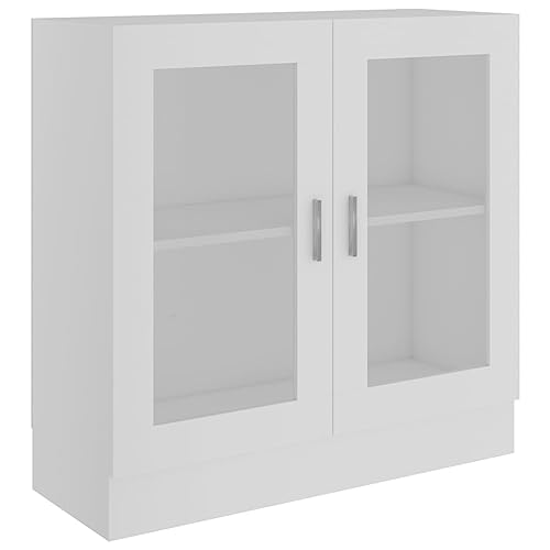 vidaXL Vitrina Armario de Libros Estantería Estante Soporte Almacenamiento Oficina Hogar Decoración de Madera Contrachapada Blanco 82,5x30,5x80 cm