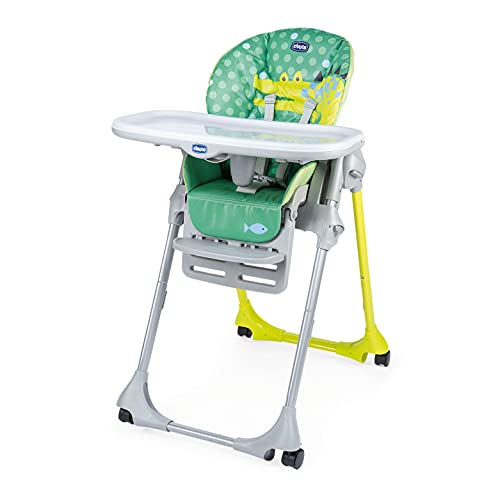 Chicco Polly Easy Trona Evolutiva para Bebés 6 Meses, 3 Años (15 kg) – Trona Convertible Reclinable y Transformable en Hamaca con Altura Regulable, 4 Ruedas, Color Verde (Cocodrilo) :  Bebé