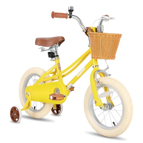JOYSTAR Bicicleta de 16 Pulgadas para niños de 4 a 7 años (41" 53") niñas, Bicicleta de niña con Ruedas estabilizadoras y Cesta, Bicicleta Infantil Amarillo :  Deportes y aire libre