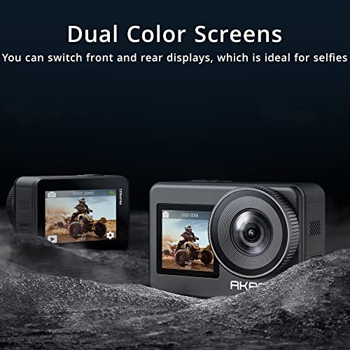 AKASO Brave 7 Cámara Deportiva 4K WiFi 20MP, Cámara de Acción EIS 2.0, IPX8 Camara Acuatica Sumergible con Control Remoto, Soporte Control de Voz, 2x1350 mAh Baterías, Doble Pantalla, Cámara de Vlog :  Electrónica