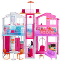 Barbie Supercasa, casa de muñecas con Accesorios, con Cuatro Habitaciones, terraza en la azotea, Detalles realistas, Piscina y Muebles, DLY32: Juguetes y juegos