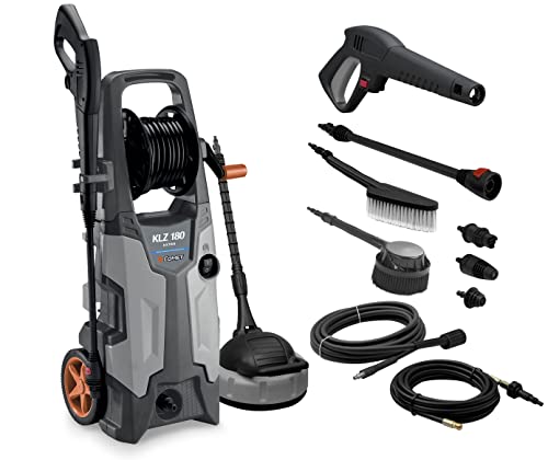 COMET Hidrolimpiadora de Agua Fría KLZ 180 EXTRA Presión máx. 180 bar, Caudal 510 litros por hora con Cepillo Fijo y Rotativo, Sonda Desatascadora de 6 metros y Accesorio Lavasuelos : Amazon.es: Jardín