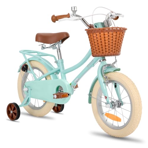 STITCH Bicicleta Infantil 14 Pulgadas Verde Menta para Niñas y Niños de 3, 4, 5 y 6 Años Kids Bike con Canasta y Ruedas de Entrenamiento Bicicleta :  Deportes y aire libre