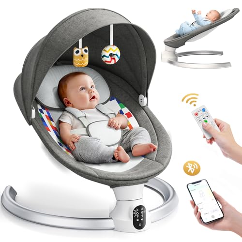 Hlieeosfcn Mecedora para niños de hasta 9 kg, Eléctrica Silla macedora, Mecedora Eléctrica para Niños,Hamaca eléctrica con Blueteeth,Arco regulable con 2 juguetes, 10 melodias : Amazon.es: Bebé