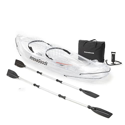 InnovaGoods® Kayak Hinchable 2 plazas, Kayak Hinchable Transparente 312Cm, Kayak Hinchable con 3 cámaras de Aire, 2 Asas de Transporte, 2 remos Desmontables, 2 Asientos hinchables, hinchador Manual. : Amazon.es: Deportes y aire libre