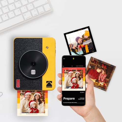 KODAK Mini Shot 3 Retro 4PASS 2 en 1 Cámara Instantánea e Impresora de Fotos (7,6x7,6cm)   Pack con 68 Hojas, Blanco :  Electrónica