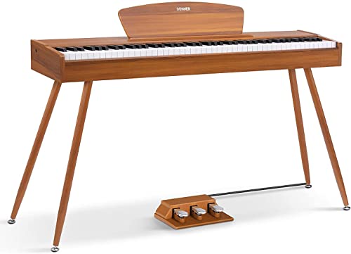 Donner DDP 80 Teclado de Piano Marrón Madera Digital 88 Teclas Ponderadas, Acción de Martillo II, Doméstico de Tamaño Completo con Soporte, Triple Pedal, Conexión MIDI : Amazon.es: Juguetes y juegos