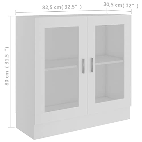vidaXL Vitrina Armario de Libros Estantería Estante Soporte Almacenamiento Oficina Hogar Decoración de Madera Contrachapada Blanco 82,5x30,5x80 cm