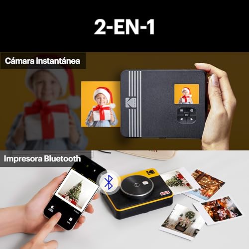 KODAK Mini Shot 3 Retro 4PASS 2 en 1 Cámara Instantánea e Impresora de Fotos (7,6x7,6cm)   Pack con 68 Hojas, Blanco :  Electrónica