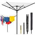 Nisorpa Tendedero giratorio de 50 m para exteriores con estaca y cubierta, tendedero plegable de 4 brazos, tendedero de ropa resistente, tendedero giratorio para jardín, color negro