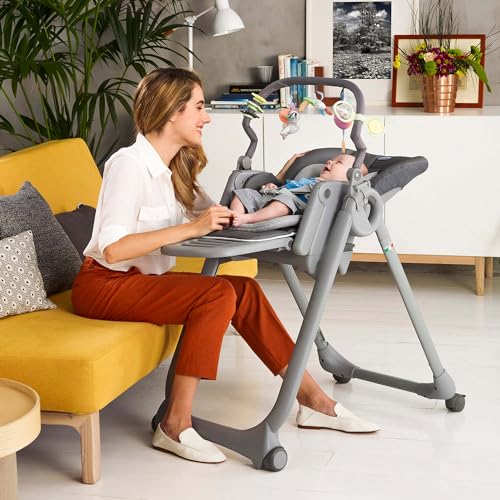 Chicco Polly Magic Relax   Trona de Bebé para 0 Meses   3 Años (15kg), Ajustable con 4 Ruedas, Hamaca Reclinable, Plegado Compacto, Barra de Juego y Reductor de Cojín   Gris :  Bebé