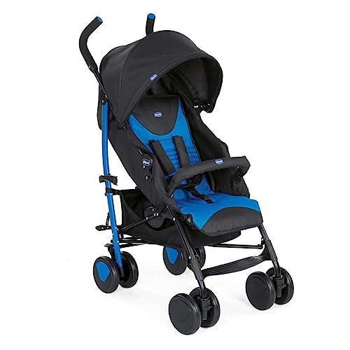 Chicco Echo Silla de Paseo Ligera y Plegable desde 0 Meses hasta 22 Kg, Carrito Bebé Compacto y Reclinable con Apoyabrazos, Posición para Dormir, Cierre Paraguas y Parasol Ajustable   Azul (Mr. Blue) :  Bebé