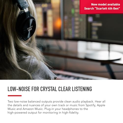 Interfaz de audio USB Scarlett Solo 3.ª gen. de Focusrite para guitarristas, cantantes y productores, con todo el software necesario para grabar y componer y un sonido de estudio :  Instrumentos musicales