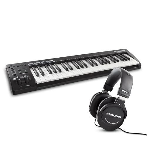 M Audio Keystation 49 MK3 con auriculares HDH40   Teclado Controlador MIDI USB de 49 teclas con controles asignables, ruedas de cambio de tono/modulación, software y auriculares de estudio :  Instrumentos musicales