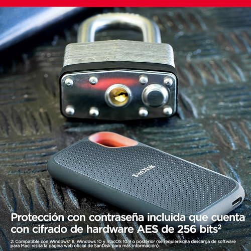 SanDisk 2TB Extreme SSD portátil, USB C USB 3.2 Gen 2, Memoria de estado sólido NVMe externa, hasta 1050 MB/s, Clasificación IP65 de resistencia al agua y al polvo :  Informática