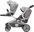 RED CASTLE, Cochecito de bebé gemelos/tándem/doble, desde el nacimiento, Asientos reversibles/respaldo de 3 posiciones, Cesta grande de almacenamiento, Chasis ajustable, Modulable, Evolutwin, Gris :  Bebé