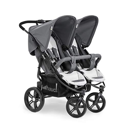 hauck Roadster Duo SLX Carro Gemelar, Silla de Paseo Gemelar, Gemelar Carrito Bebe, hasta 30 kg, Reclinable, Plegable Ultracompacta, Cesta XL, Gris :  Bebé