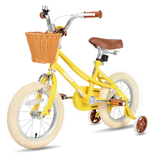 JOYSTAR Bicicleta de 16 Pulgadas para niños de 4 a 7 años (41" 53") niñas, Bicicleta de niña con Ruedas estabilizadoras y Cesta, Bicicleta Infantil Amarillo :  Deportes y aire libre