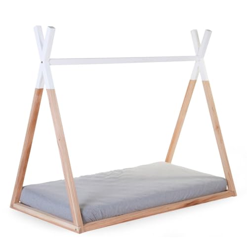 Childhome Cama Tipi cabaña Infantil de Madera de Haya, Estructura Robusta de Madera; fácil de Montar, Cama Individual; 70 x 140 cm; Color Natural; Blanco : Amazon.es: Bebé