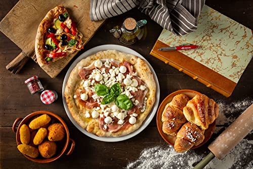 Ariete 909   Mini horno para pizza en 4 minutos, 1200 W, 5 niveles temperatura, diámetro 33 cm, regulador de tiempo 30 minutos y temperatura, indicador luminosos encendido/apagado, color rojo negro