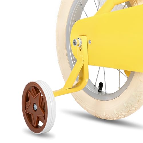 JOYSTAR Bicicleta de 16 Pulgadas para niños de 4 a 7 años (41" 53") niñas, Bicicleta de niña con Ruedas estabilizadoras y Cesta, Bicicleta Infantil Amarillo :  Deportes y aire libre