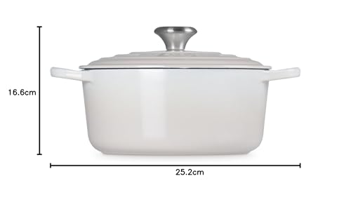 Le Creuset Evolution Cocotte de hierro fundido con tapa, Redonda, Pomo de acero inoxidable, ⌀ 24 cm, 4,2 L, Beige Merengue,21177247164430