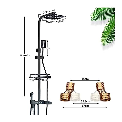 KFTLDYZL Juego de Mezclador de Ducha termostático Negro/Cromado Juegos de grifos de Ducha termostáticos Mezclador de Ducha de baño con Pantalla Digital Sistema de Ducha de latón Juego de du : Amazon.es: Bricolaje y herramientas