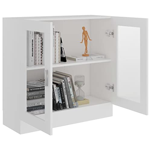 vidaXL Vitrina Armario de Libros Estantería Estante Soporte Almacenamiento Oficina Hogar Decoración de Madera Contrachapada Blanco 82,5x30,5x80 cm
