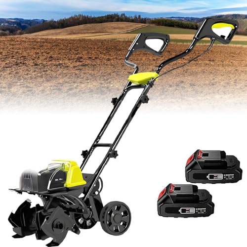 Cultivador eléctrico, rotavator de jardín de 40 V con 2 baterías Recargables y 1 Cargador, cultivador de Suelo de césped con 4 Cuchillas, máquina rotativa agrícola para jardín, Campo : Amazon.es: Jardín