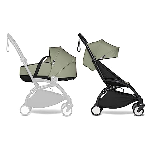 BABYZEN Cochecito Completo YOYO2   Incluye YOYO Capazo (Olive), Chasis (Negro) &amp; YOYO Pack 6  Color (Olive)   Para Niños Hasta 22 kg :  Bebé