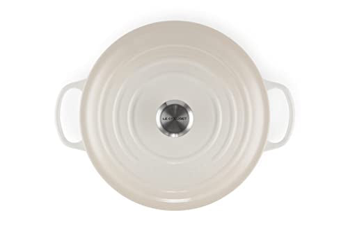 Le Creuset Evolution Cocotte de hierro fundido con tapa, Redonda, Pomo de acero inoxidable, ⌀ 24 cm, 4,2 L, Beige Merengue,21177247164430