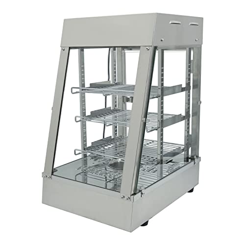 Calentador de alimentos para encimera comercial, vitrina eléctrica de 3 niveles, rango de temperatura de 1000 W, 0 85 °C, acero inoxidable y vidrio endurecido