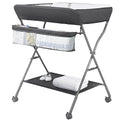 Maydolly Cambiador Bañera Bebé 2 en 1, Colchón Acolchado y Impermeable Fácil de Limpiar,Cambiador plegable con ruedas, cesta y estantes. (gris oscuro) : Amazon.es: Bebé