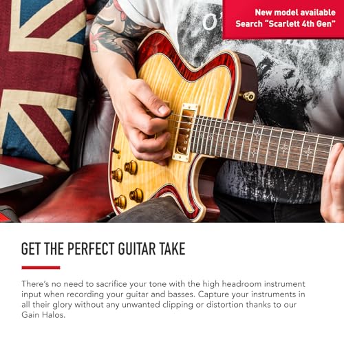 Interfaz de audio USB Scarlett Solo 3.ª gen. de Focusrite para guitarristas, cantantes y productores, con todo el software necesario para grabar y componer y un sonido de estudio :  Instrumentos musicales
