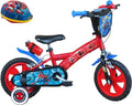 A.T.L.A.S. Bicicleta de 12 Pulgadas Equipada con 2 Frenos, Placa Frontal Decorativa, Guardabarros, cárter, estabilizadores y Casco Spiderman Incluido Delantera, Niños, Rojo idéntico a Las Fotos, 12'' : Amazon.es: Deportes y aire libre