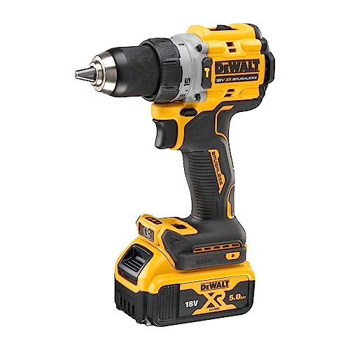 DEWALT DCD805P2T QW   Taladro Percutor a batería 18V, Motor sin escobillas, Caja de engranajes metálica de 2 velocidades, Luz LED, Incl. 2 baterías XR de 5.0Ah, cargador y caja TSTAK : Amazon.es: Bricolaje y herramientas