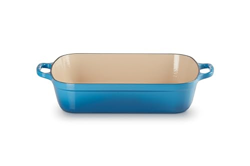 Le Creuset Evolution Bandeja Rectangular, Todas las fuentes de calor incl. inducción, 4,9 l, Hierro fundido, Azul(Marseille), 33 cm