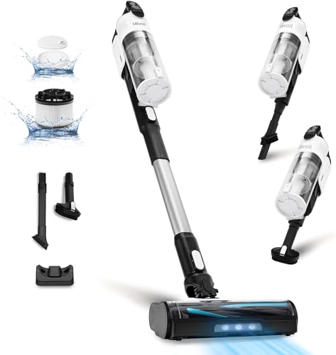 LEVOIT Aspiradora sin Cable, Antienredos para Mascotas, Autonomía de 12 50min, 4 en 1 Aspirador con Batería Extraíble, 99,9% de Filtración, Aspiradora Escoba para Alfombras, Suelos Duros, Coches :  Hogar y cocina