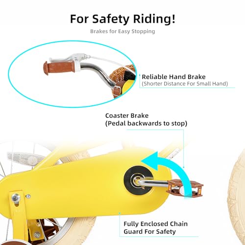 JOYSTAR Bicicleta de 16 Pulgadas para niños de 4 a 7 años (41" 53") niñas, Bicicleta de niña con Ruedas estabilizadoras y Cesta, Bicicleta Infantil Amarillo :  Deportes y aire libre