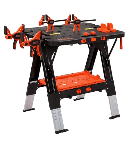 PONY Banco de Trabajo Portátil, Mesa de Trabajo Plegable, Capacidad de Carga 227kg, con Sargentos de Barra, Banco de Trabajo y Sujeción Resistente, Organización Herramientas : Amazon.es: Industria, empresas y ciencia