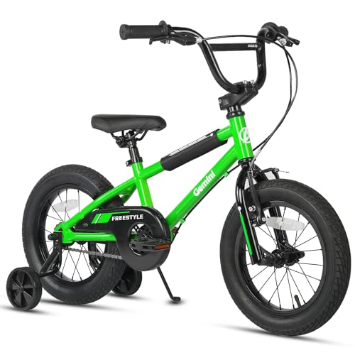 AVASTA 12 Pulgadas de Estilo BMX Bicicleta para niños con Ruedas de Entrenamiento Freno de Posavasos para 1 2 3 4 años de Edad los niños Las niñas Jinete Principiante, Verde :  Deportes y aire libre