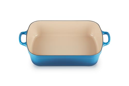Le Creuset Evolution Bandeja Rectangular, Todas las fuentes de calor incl. inducción, 4,9 l, Hierro fundido, Azul(Marseille), 33 cm