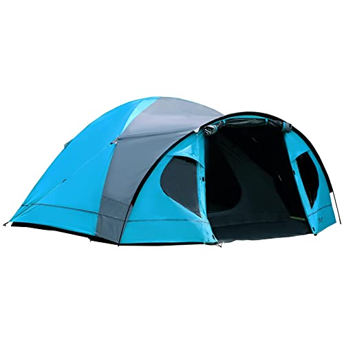 Portal Tienda de campaña 4 hombre negro al aire libre con dormitorio, tienda de campaña compacta de 4000 mm, poliuretano, impermeable, ligera y fácil para acampar, senderismo, picnic, jardín :  Deportes y aire libre