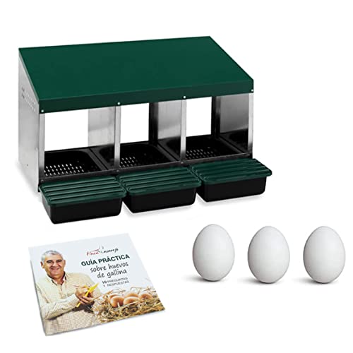 FINCA CASAREJO Ponederos para gallinas   3 Huevos Falsos y Guía Práctica | Nidal de 3 huecos : Amazon.es: Industria, empresas y ciencia