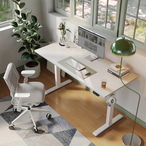 Agilestic 100 x 60 cm Escritorio Elevable Eléctrico con Tablero Escritorio Regulable en Altura Eléctrico Telescópico Bi direccional con Control de Memoria y Tecnología Anticolisión, Blanco :  Hogar y cocina