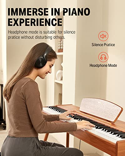 Donner DDP 80 Teclado de Piano Marrón Madera Digital 88 Teclas Ponderadas, Acción de Martillo II, Doméstico de Tamaño Completo con Soporte, Triple Pedal, Conexión MIDI : Amazon.es: Juguetes y juegos