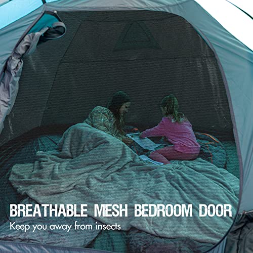 Portal Tienda de campaña 4 hombre negro al aire libre con dormitorio, tienda de campaña compacta de 4000 mm, poliuretano, impermeable, ligera y fácil para acampar, senderismo, picnic, jardín :  Deportes y aire libre