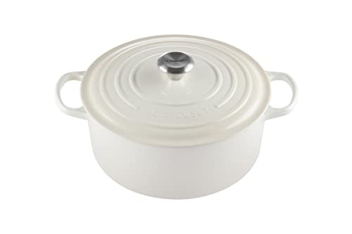 Le Creuset Evolution Cocotte de hierro fundido con tapa, Redonda, Pomo de acero inoxidable, ⌀ 24 cm, 4,2 L, Beige Merengue,21177247164430