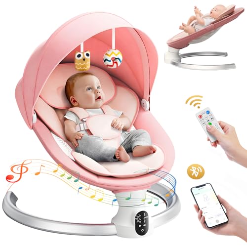 Brolteja Hamaca bebé eléctrica,Mecedora Bebe electricapara Desde el nacimiento hasta los 9 meses, Bluetooth y distancia Control Silla Mecedora,5 modos de columpio,con arnés seguridad 5 puntos : Amazon.es: Bebé