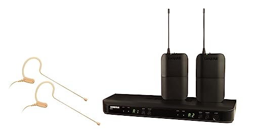 Shure Micrófono inalámbrico BLX188/MX53 con (2) micrófonos de Diadema, Receptor de Doble Canal y batería de 14 Horas y Alcance de 100m, para transmisiones, Iglesias y presentaciones en Banda S8 :  Electrónica